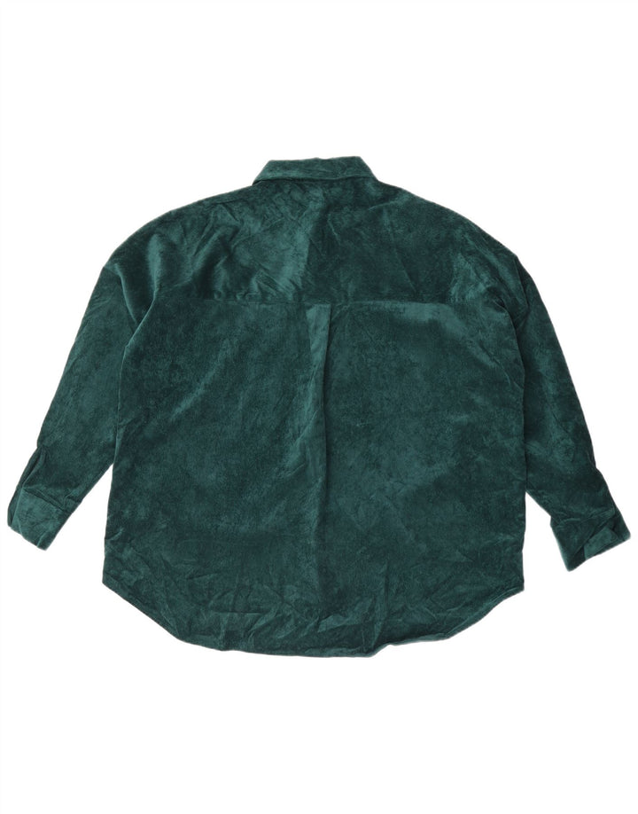 Zara Chemise surdimensionnée en velours côtelé pour femme UK 14 Polyester vert moyen
