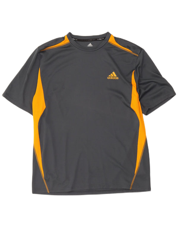Adidas Climalite T-Shirt Top XL Gris Colorblock Polyester
