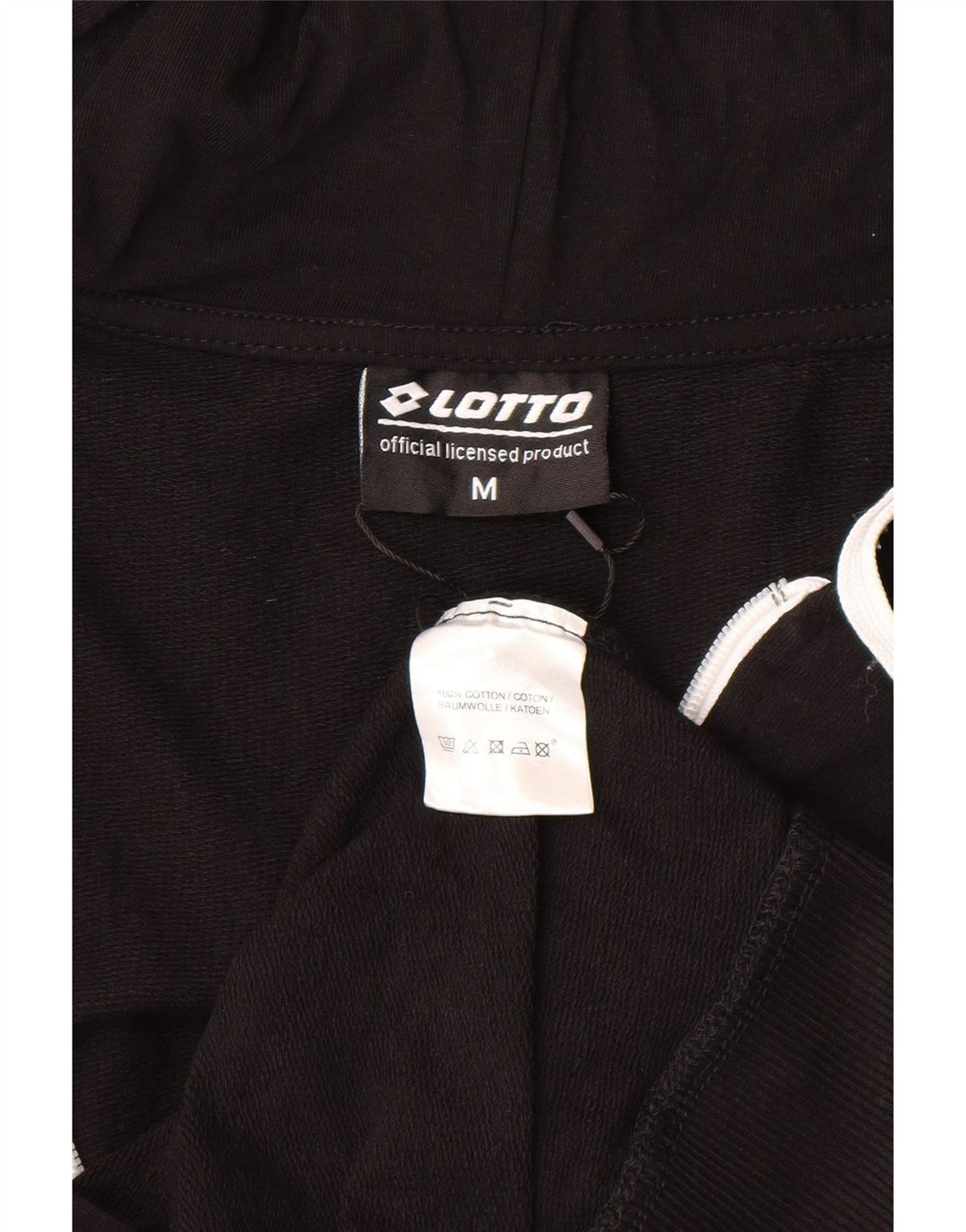 LOTTO Mens Zip Hoodie Sweater Medium Black Cotton Vintage Lotto and Second-Hand Lotto from Messina Hembry 