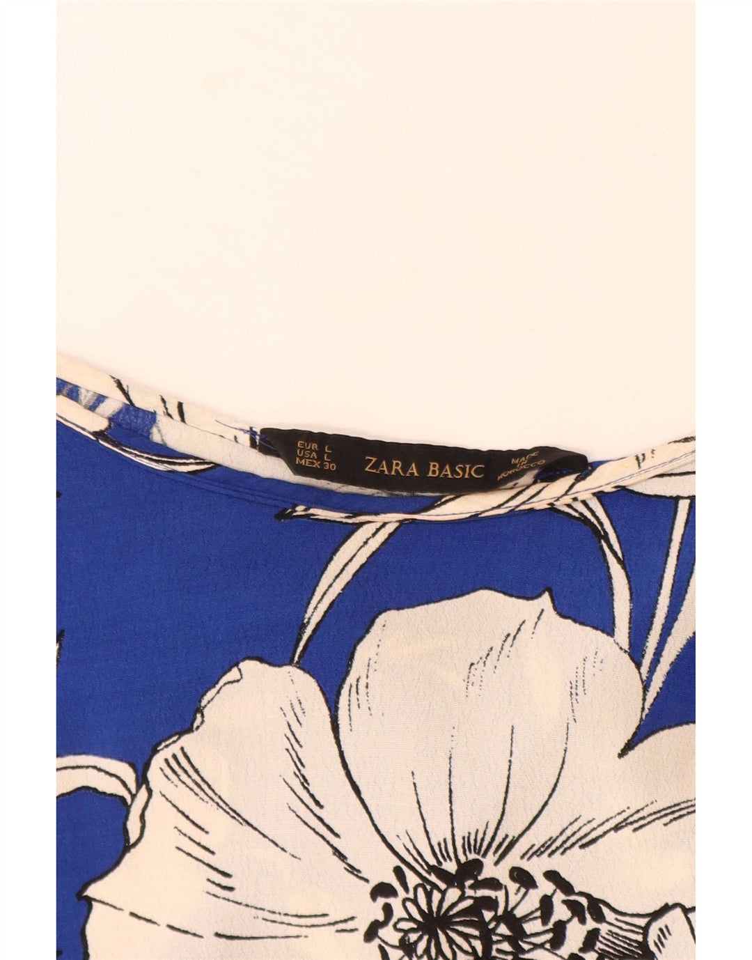 ZARA Femme Chemisier Oversize Top UK 16 Grand Bleu Floral