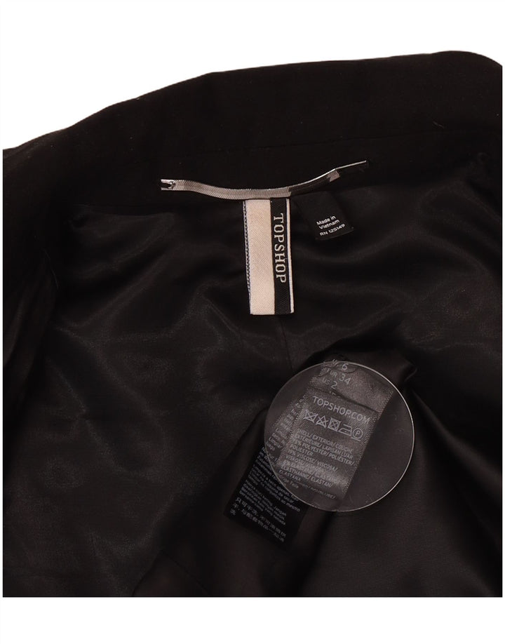 Topshop Veste Blazer 1 Bouton Femme UK 6 XS Noir Polyester