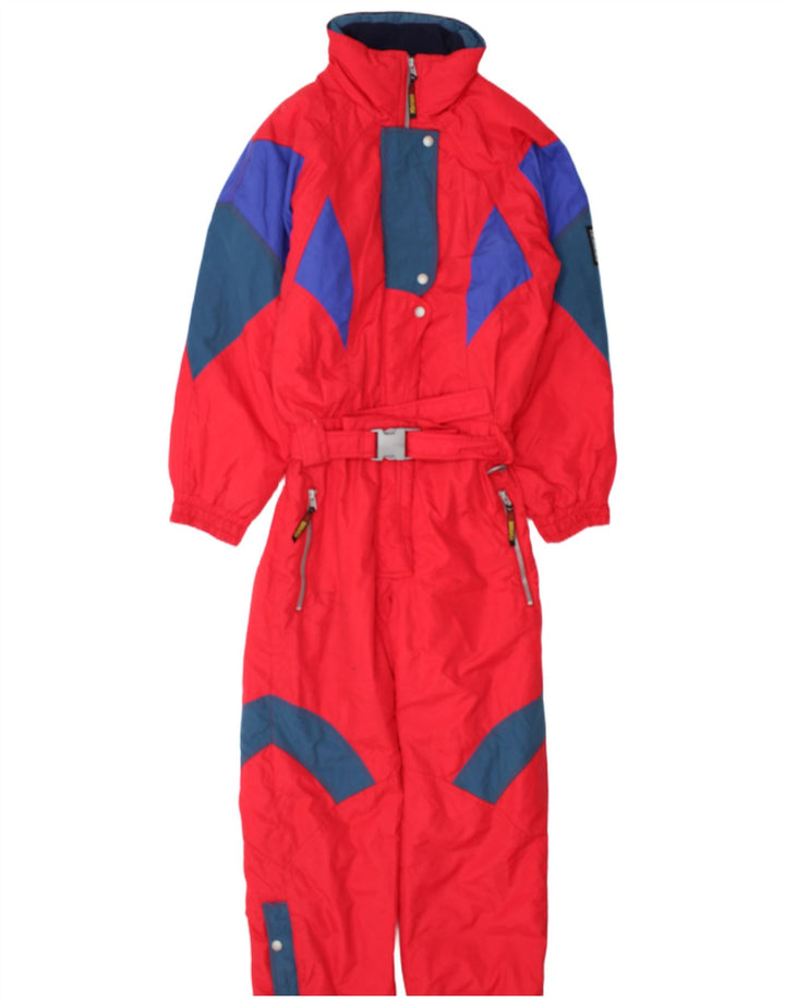 Brugi Combinaison de Ski à Capuche Femme IT 44 Polyamide Colorblock Rouge Moyen