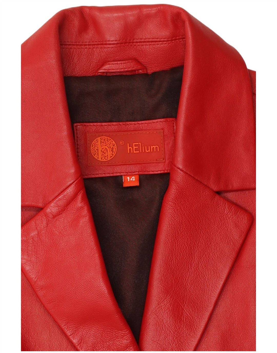 HELIUM Womens 4 Button Leather Blazer Jacket UK 14 Medium Red