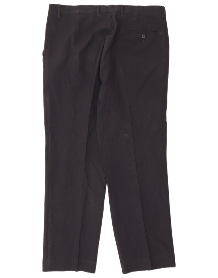 Marks & Spencer Pantalon de Costume Droit Homme W36 L31 Bleu Marine Polyester