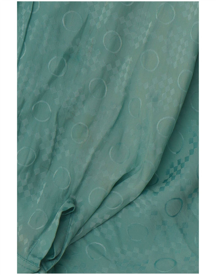 VINTAGE Chemisier Femme IT 48 XL Bleu Géométrique Acétate