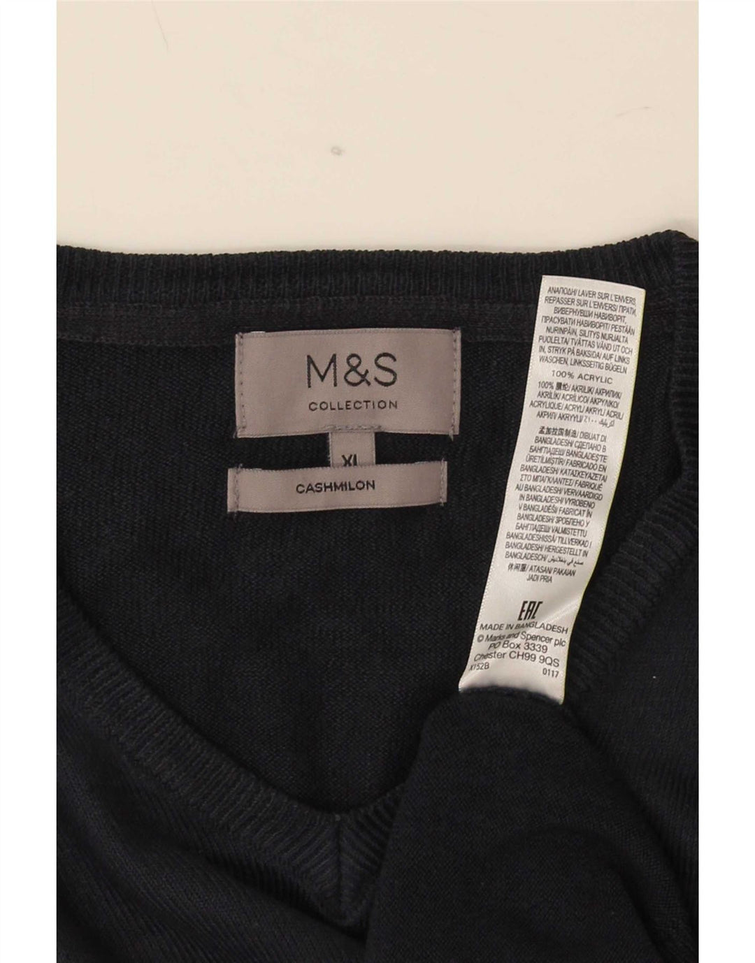 Marks & Spencer Pull col V pour homme XL Bleu marine Acrylique