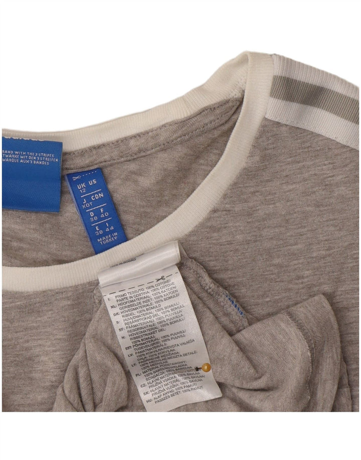 Adidas T-Shirt Femme Top UK 12 Gris Moyen Coton