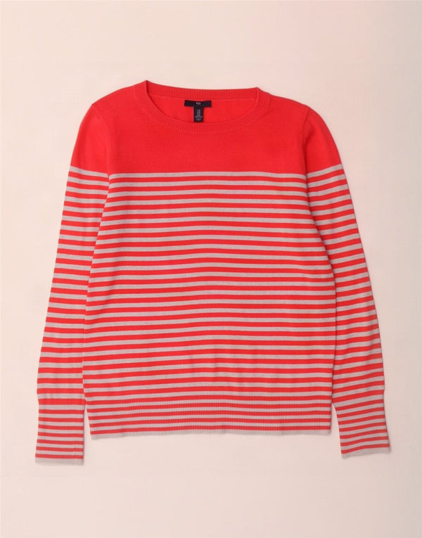 Gap Pull Col Bateau Femme UK 14 Rayé Rouge Moyen