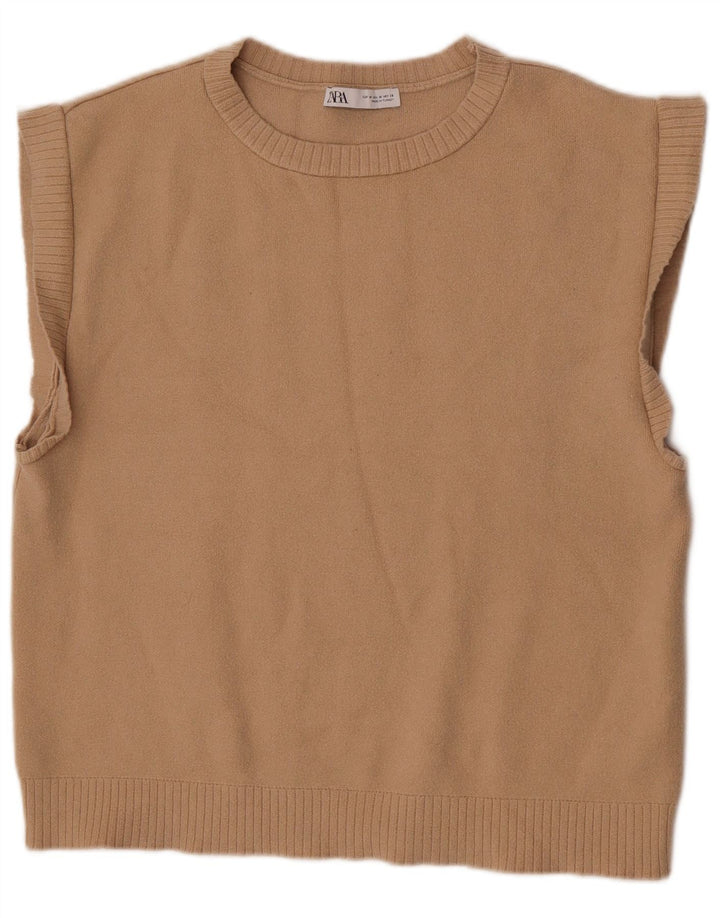 Zara Femme Débardeur UK 14 Beige Moyen Viscose