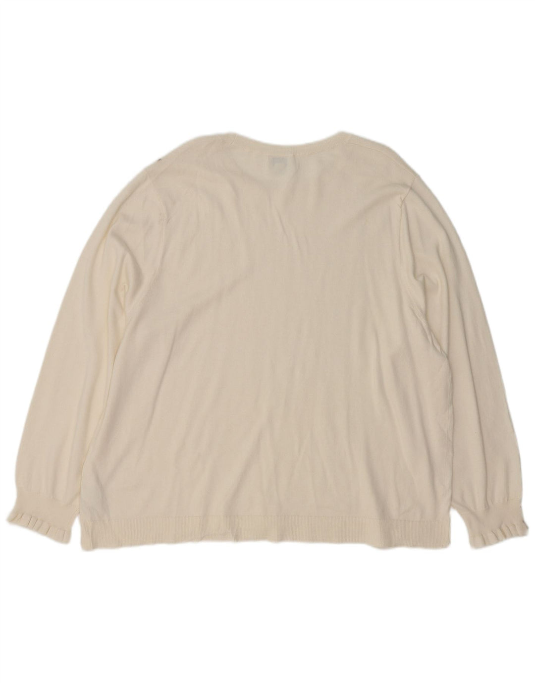 J. CREW Pull à col rond pour femme UK 22 3XL Coton blanc cassé