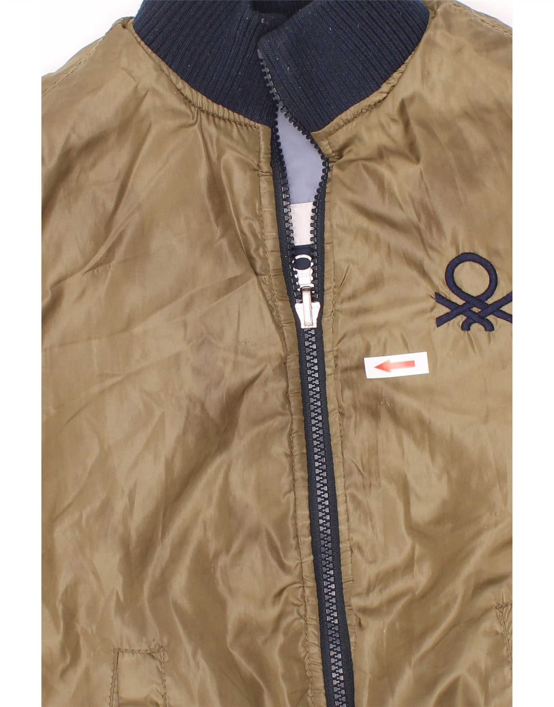 Benetton Veste matelassée graphique pour garçon 7-8 ans Bleu moyen colour block
