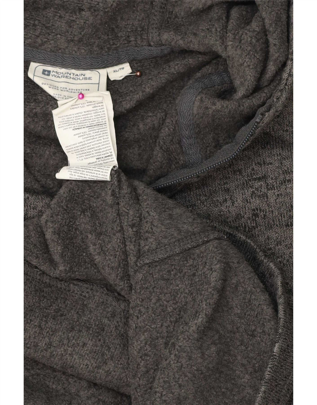 Mountain Warehouse Pull à capuche zippé pour homme XL en polyester moucheté gris