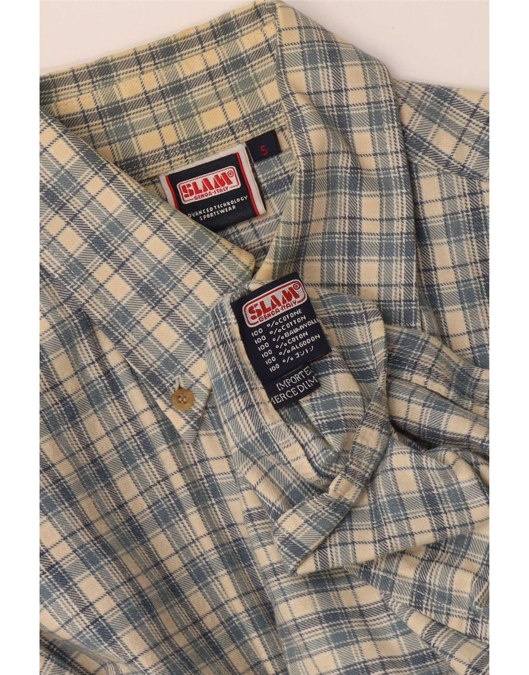 Slam Chemise Homme Petit Carreau Bleu Coton