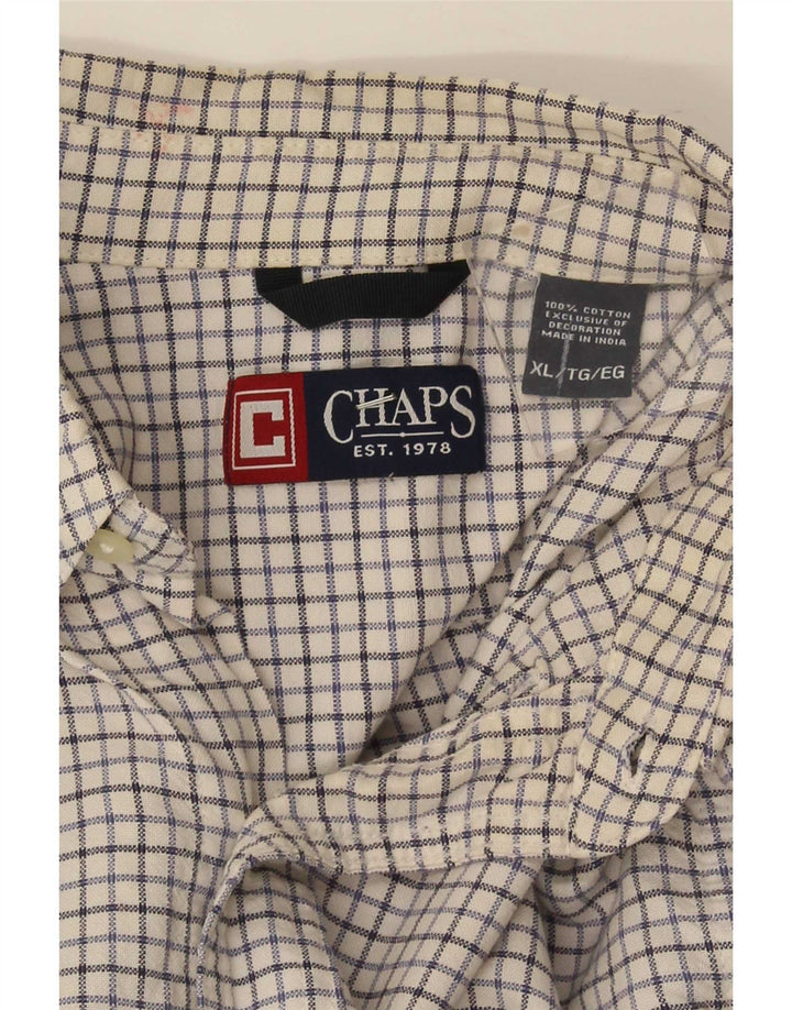 Chaps Chemise Regular Fit XL Coton à Carreaux Blanc Homme