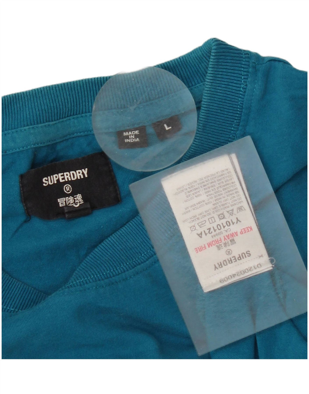 Superdry Femme T-Shirt Top Large Bleu Coton