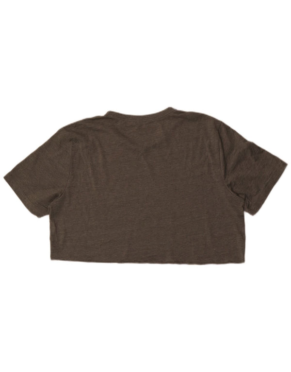 Puma Womens Crop Graphic T-Shirt Top UK 16 Large Gris Moucheté