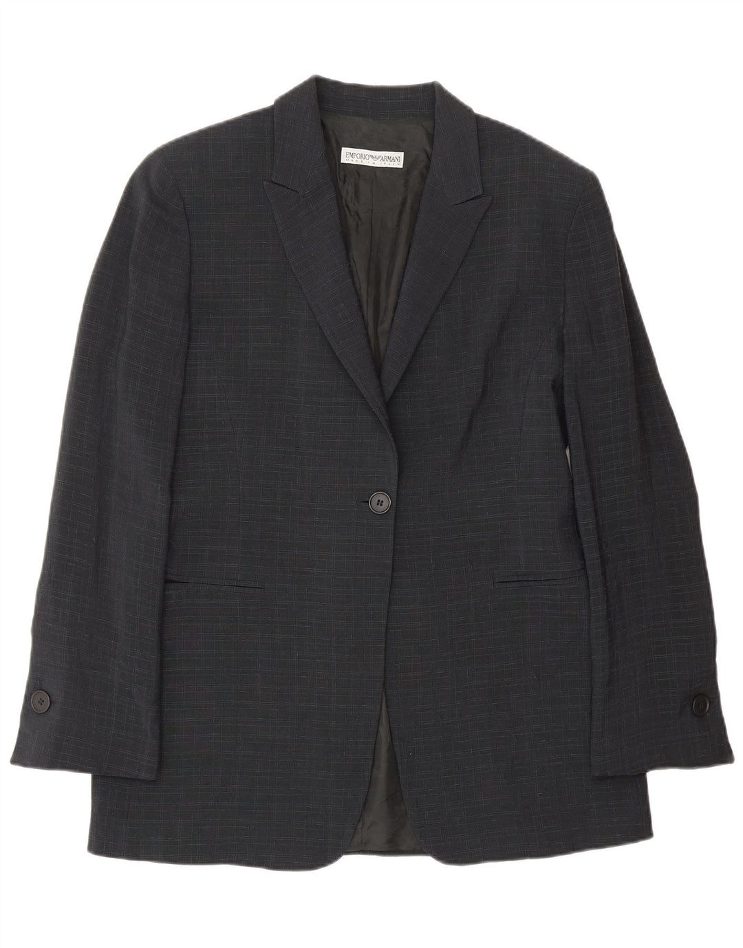 Emporio Armani Veste Blazer 1 Bouton Femme IT 44 Bleu Marine Moyen à Carreaux