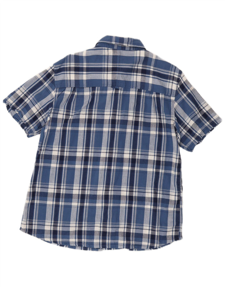 Mountain Warehouse Chemise à manches courtes pour homme en coton à carreaux bleus
