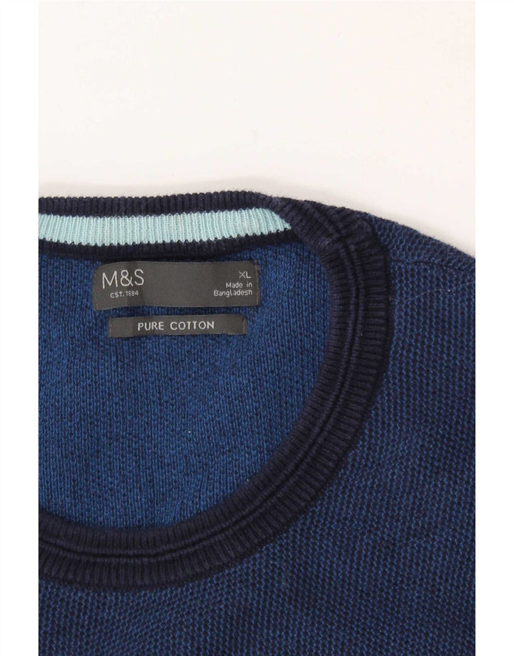 Marks & Spencer Pull à col rond pour homme XL en coton bleu