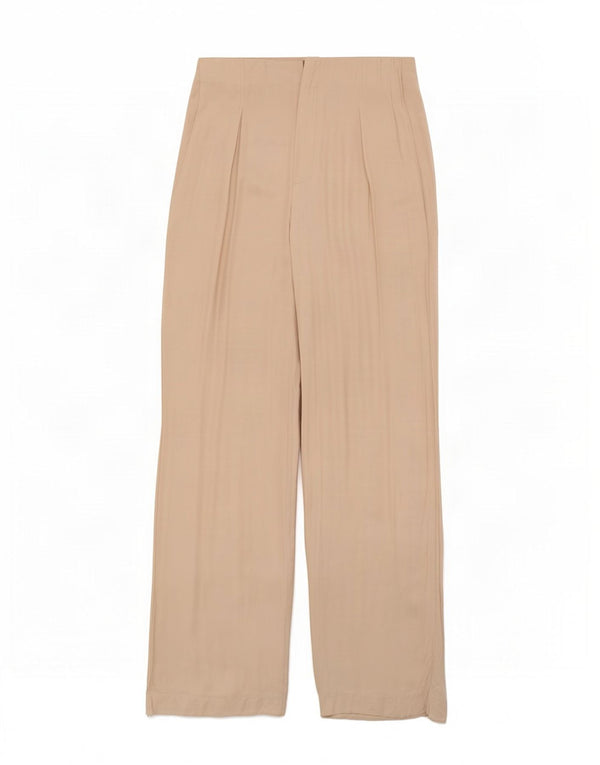 Zara Pantalon décontracté taille haute pour femme Medium W28 L33 Beige Viscose