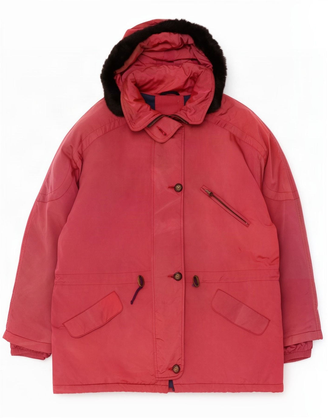 Veste Parka surdimensionnée à capuche femme vintage IT 48 XL Polyamide Rose