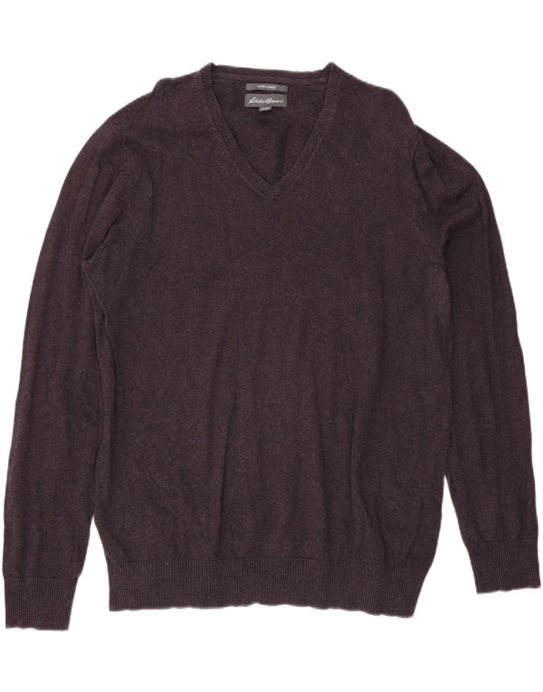 Eddie Bauer Pull col V pour homme XL en coton violet