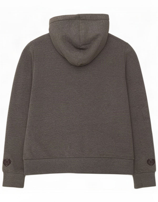 Superdry Pull à capuche zippé graphique pour femme UK 12 Coton gris moyen
