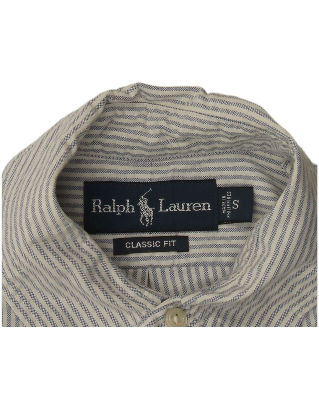 RALPH LAUREN Chemise à manches courtes pour homme Coupe classique Petit rayé blanc