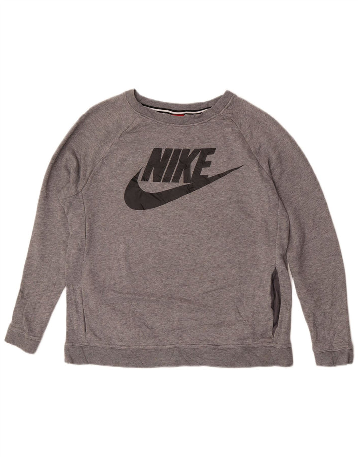 Nike Sweat-shirt graphique pour femme UK 14 Gris moyen en coton moucheté