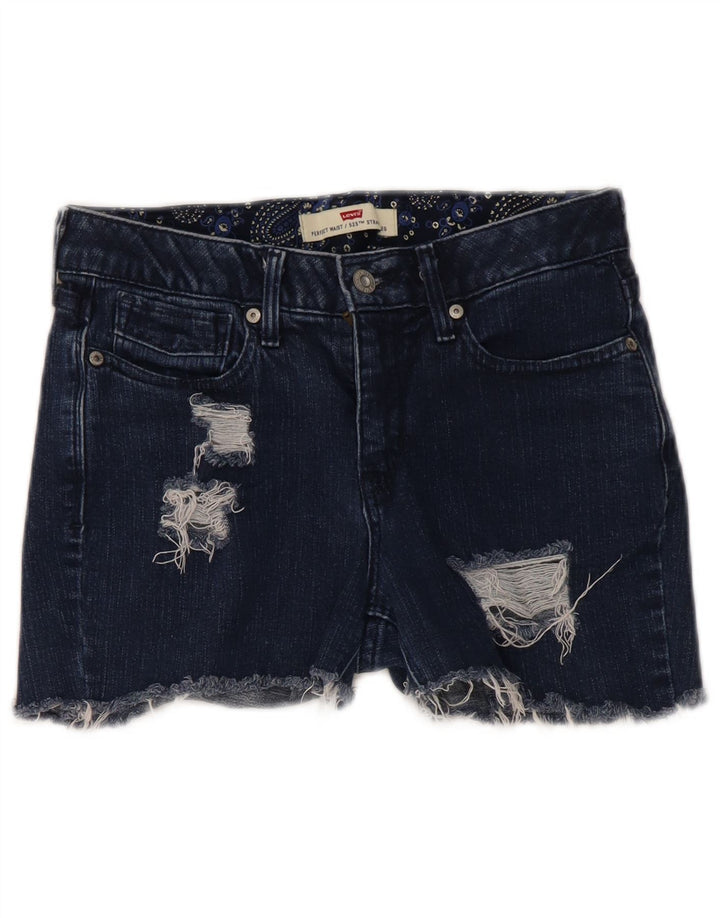 LEVI'S Short en jean vieilli 525 pour femme US 4 Small W26 Bleu marine en coton