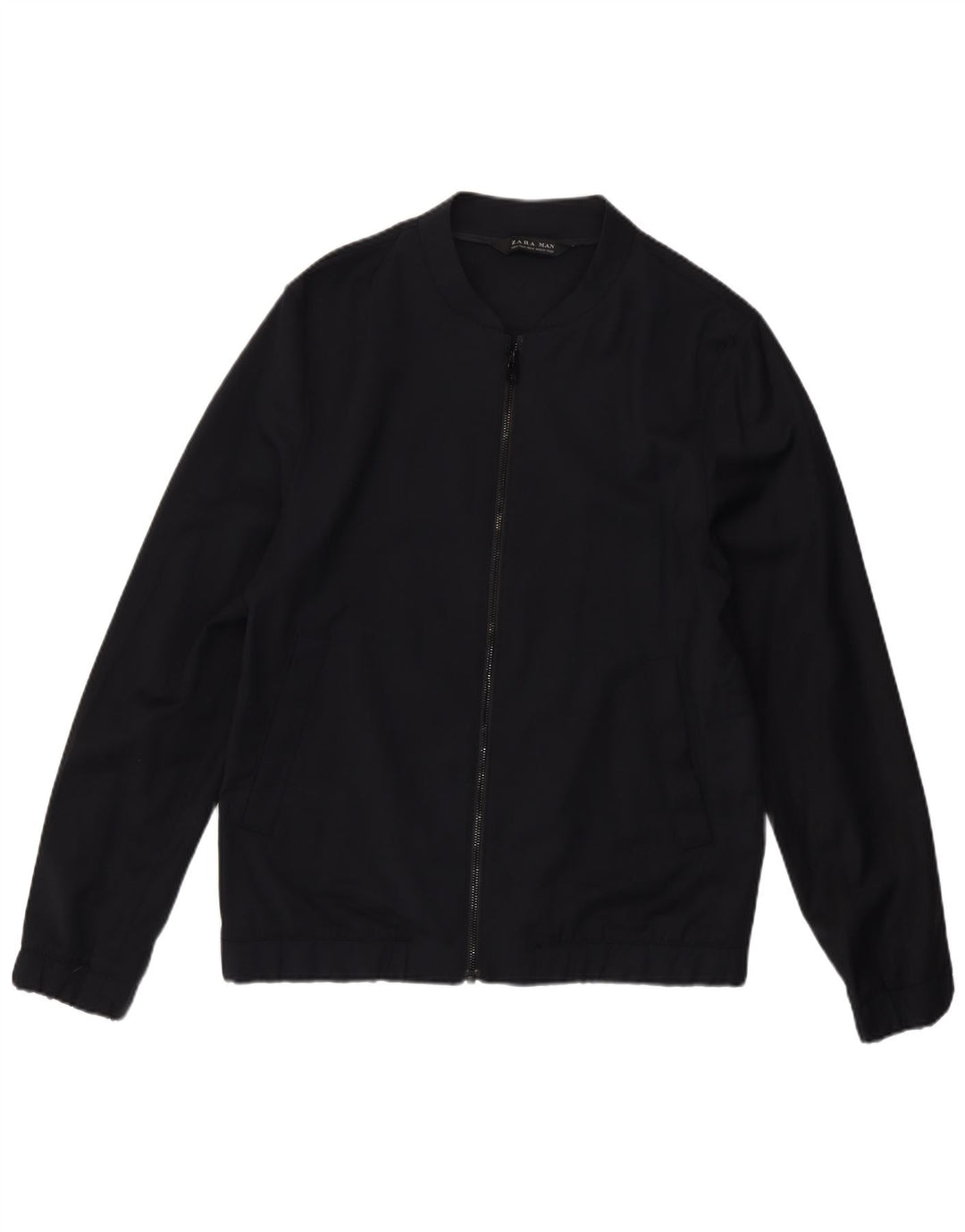 Zara Veste Bomber Homme UK 38 Laine Bleu Marine Moyenne
