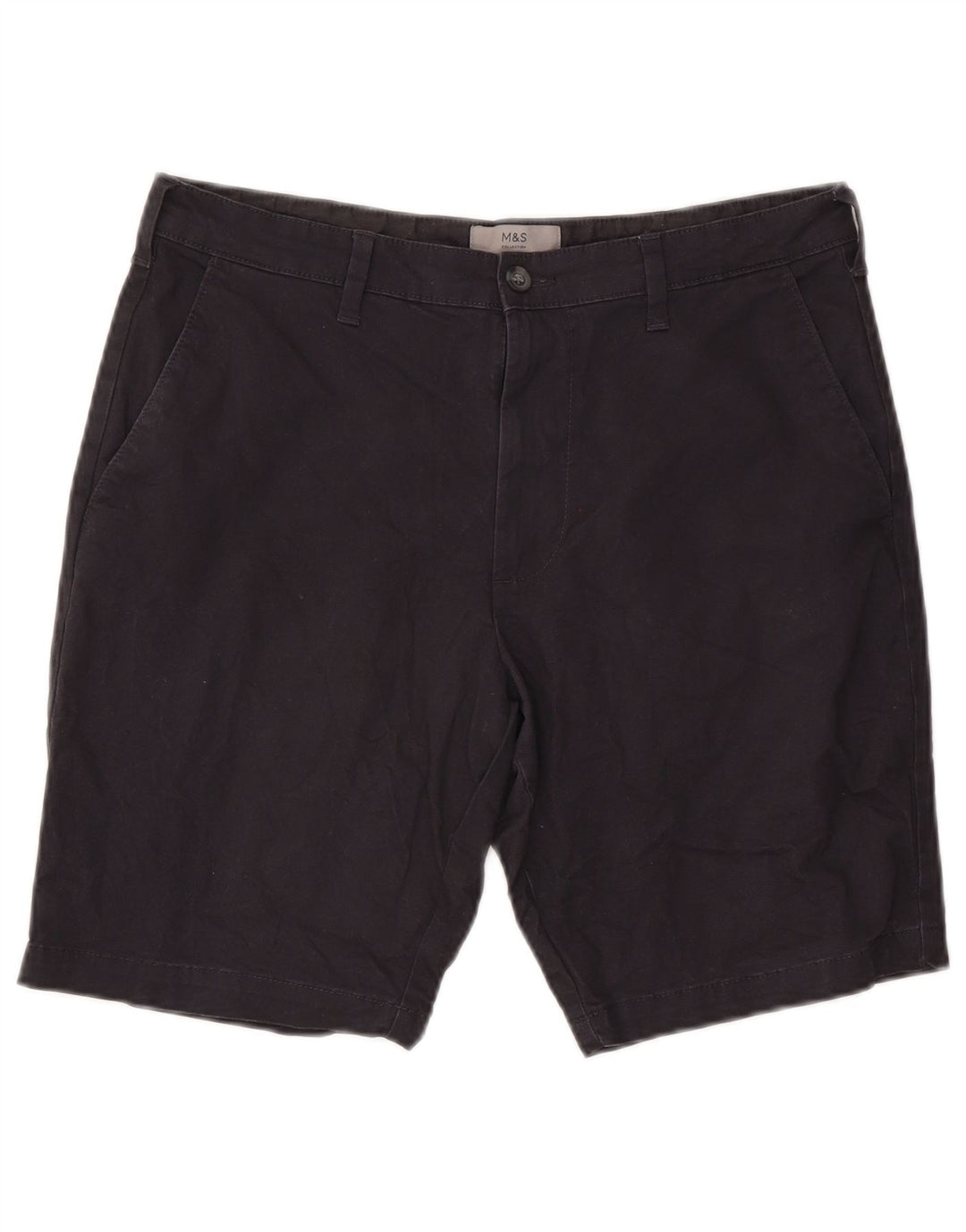 Marks & Spencer Short Chino Homme W34 Large Bleu Marine Coton