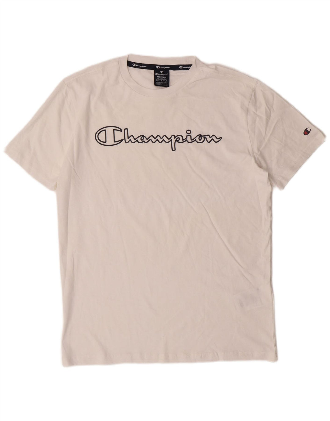CHAMPION Mens Graphic T-Shirt Top Medium White Cotton