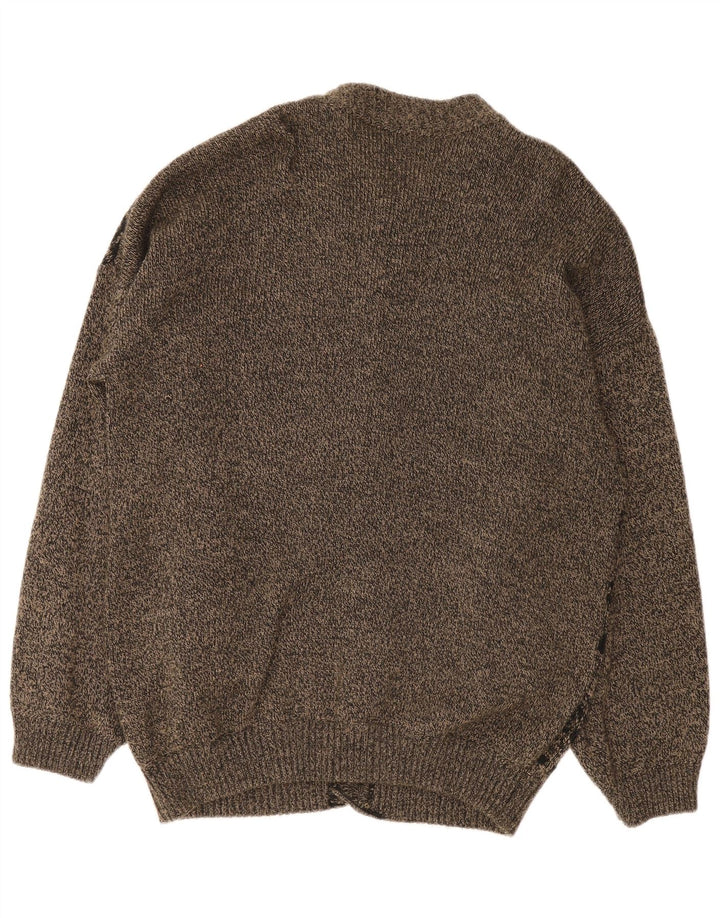 vintage Mens Cardigan Pull Grand Gris Fair Isle