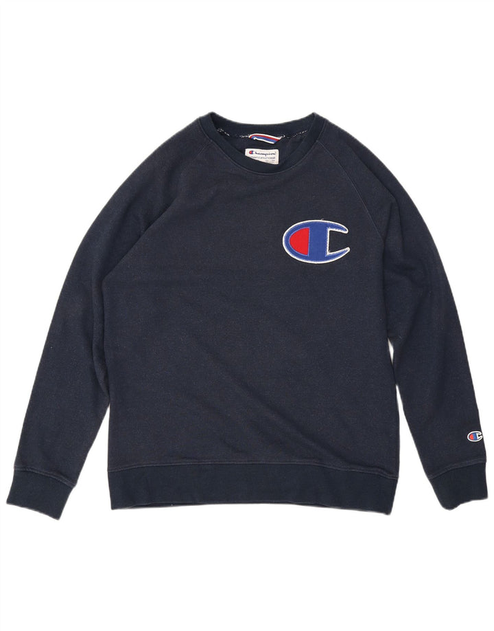 CHAMPION Sweat-Shirt Graphique Homme Bleu Marine Moyen Coton