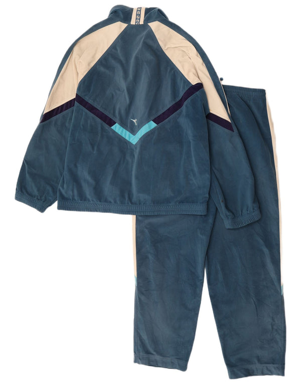 Diadora Mens Graphic Velour Full Tracksuit IT 50 Medium Blue Colourblock