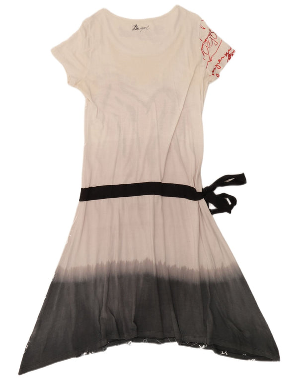Desigual Robe trapèze graphique pour femme UK 18 XL Blanc Colourblock