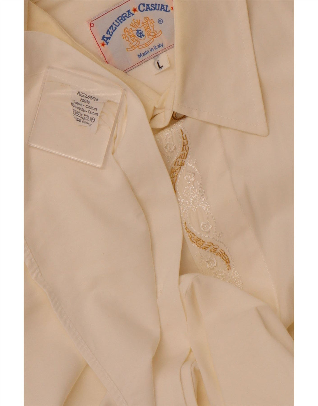 AZZURRA Chemise Homme Large Blanc Cassé Coton