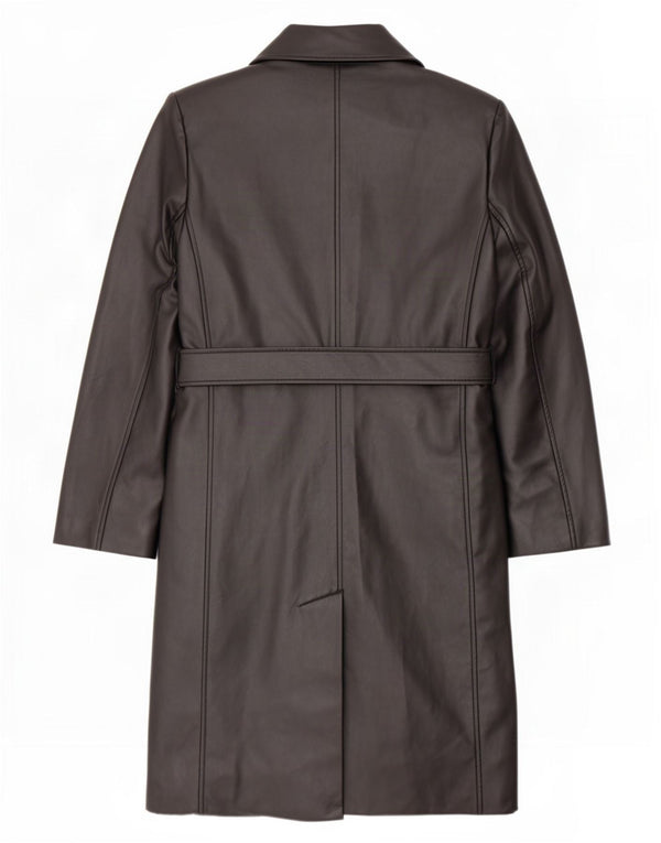 Zara Manteau surdimensionné en similicuir pour femme UK 10 Petit polyuréthane noir