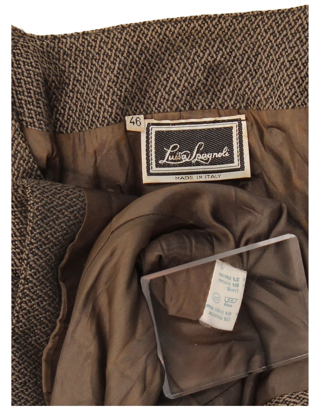 LUISA SPAGNOLI Veste Blazer 1 Bouton Femme IT 46 Grand Marron Géométrique