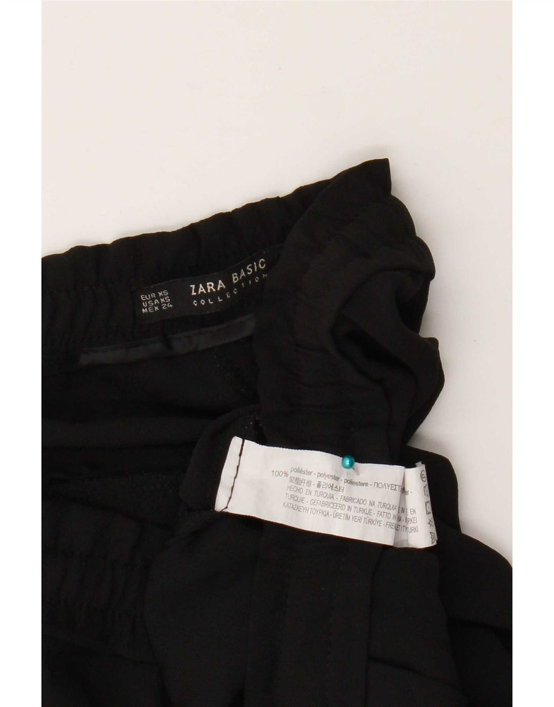 Zara Pantalon court pour femme XS W24 L23 Noir Polyester