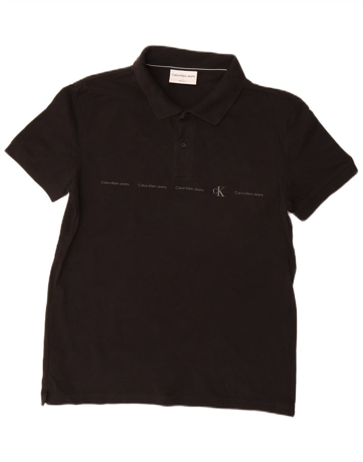 Calvin Klein Jeans Polo graphique coupe régulière pour homme en coton noir Taille L