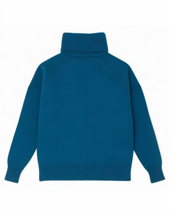 L.K. Bennett Pull col roulé pour femme UK 14 Bleu moyen Laine