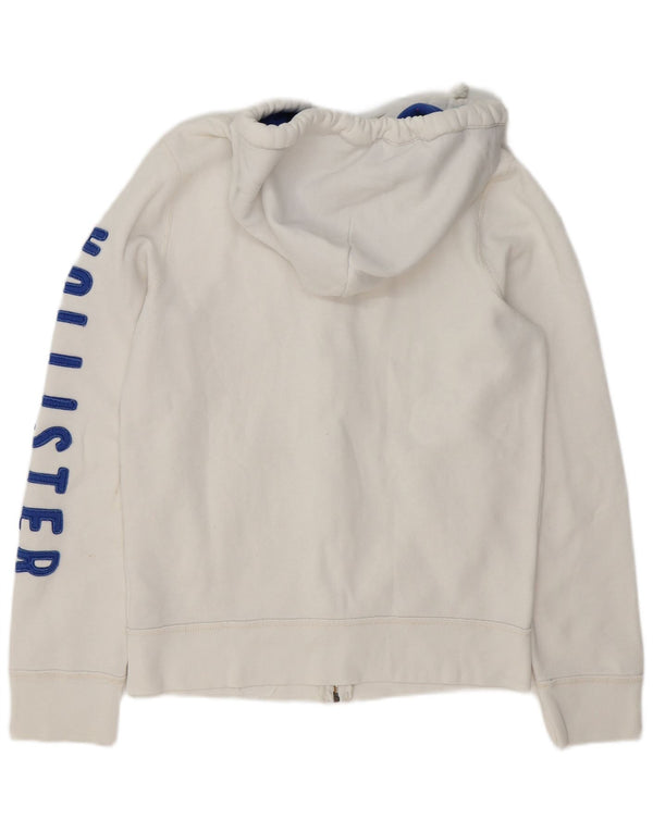 Hollister Pull à Capuche Graphique Zippé Homme Blanc Moyen Coton