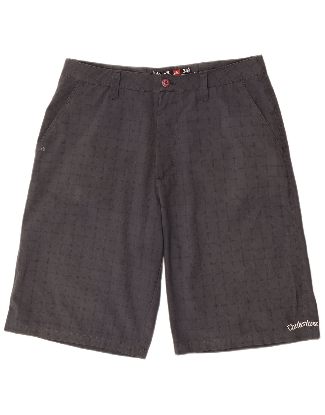 Quiksilver Short cargo graphique W34 pour homme, grand carreaux gris