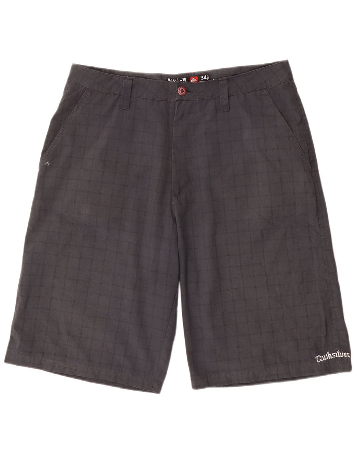 Quiksilver Short cargo graphique W34 pour homme, grand carreaux gris