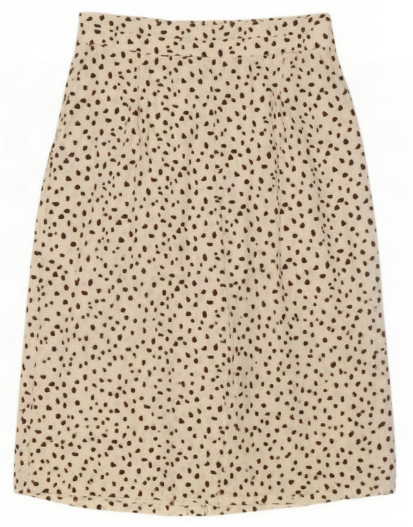 Marks & Spencer Jupe plissée pour femme UK 16 Large W34 Beige à pois en viscose