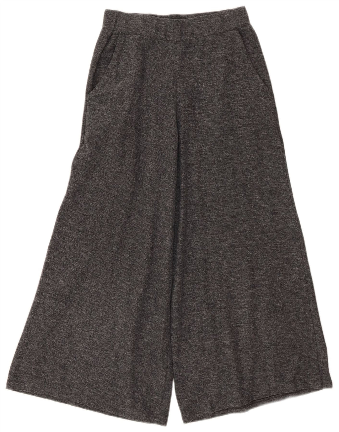 Zara Pantalon court à jambe large pour femme Petit W26 L24 Gris Polyester