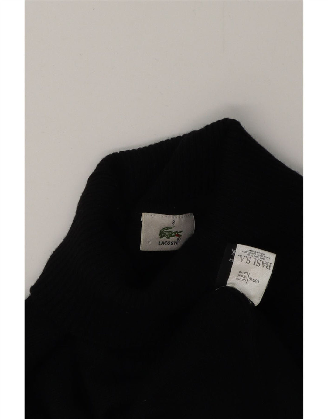 Lacoste Pull col roulé pour homme Taille 8 3XL Laine noire