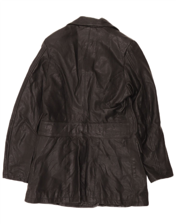 manteau en cuir femme vintage IT 42 Moyen Noir